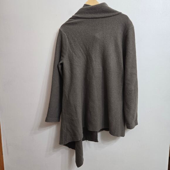 Garnet Hill Women Lagenlook Minimal Boiled Wool Asymmetrical Drape Wrap Coat 10P - Picture 10 of 12